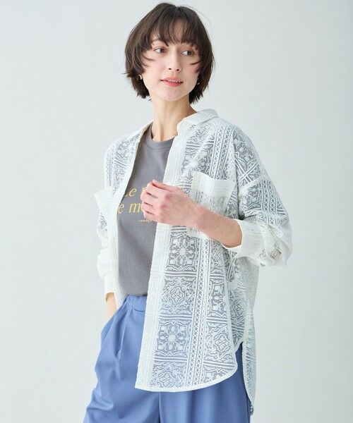 ANY / エニィ シャツ・ブラウス | レースオーバーシャツ（エクリュ）