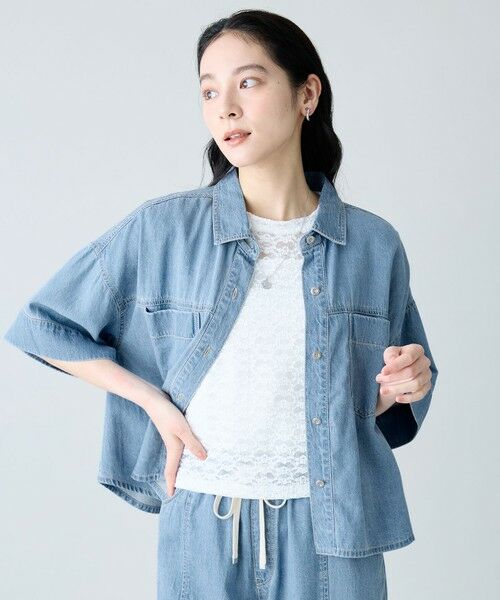 ANY / エニィ シャツ・ブラウス | ライトオンスデニムシャツ（ブリーチインディゴ）