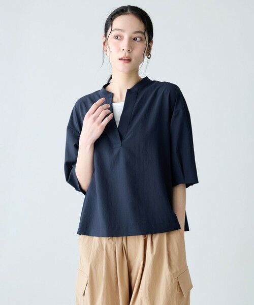 ANY / エニィ シャツ・ブラウス | 楽映えスキッパーブラウス（ネイビー）
