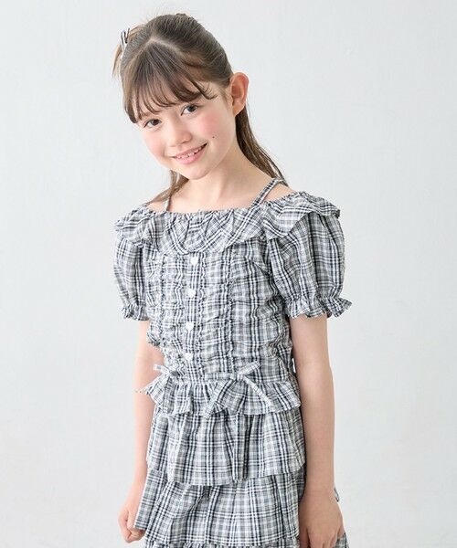 ANY / エニィ シャツ・ブラウス | 【洗濯機可能】2WAY チェックブラウス（ブラック）