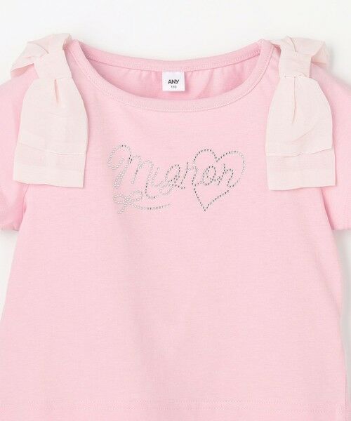 ANY / エニィ カットソー | 【綿100%】肩リボン×ラインストーンロゴ 半袖Tシャツ | 詳細7