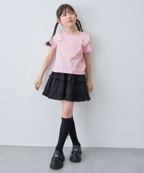 ANY / エニィ カットソー | 【綿100%】肩リボン×ラインストーンロゴ 半袖Tシャツ | 詳細2