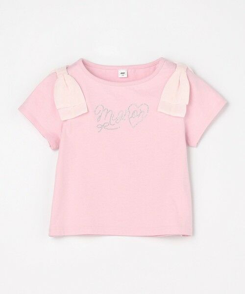 ANY / エニィ カットソー | 【綿100%】肩リボン×ラインストーンロゴ 半袖Tシャツ | 詳細5