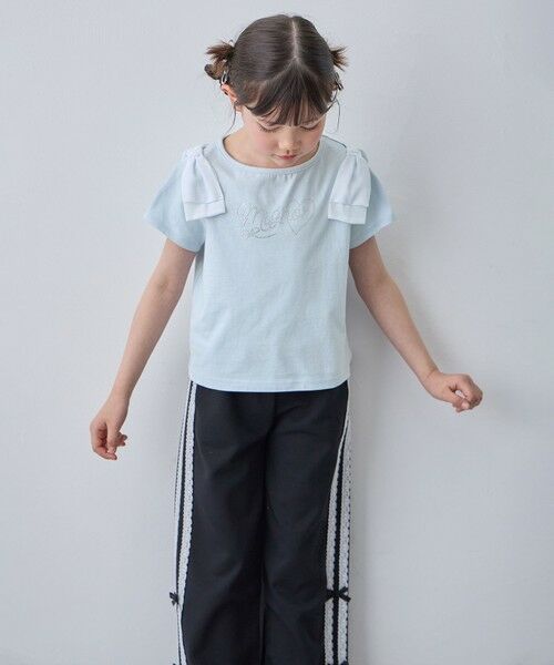 ANY / エニィ カットソー | 【綿100%】肩リボン×ラインストーンロゴ 半袖Tシャツ | 詳細8