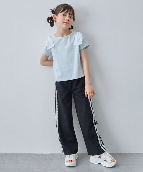 ANY / エニィ カットソー | 【綿100%】肩リボン×ラインストーンロゴ 半袖Tシャツ | 詳細9
