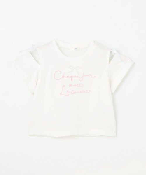 ANY / エニィ カットソー | 【洗濯機可能】肩あき ロゴ刺繍Tシャツ | 詳細5