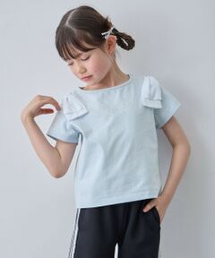 ANY / エニィ カットソー | 【綿100%】肩リボン×ラインストーンロゴ 半袖Tシャツ