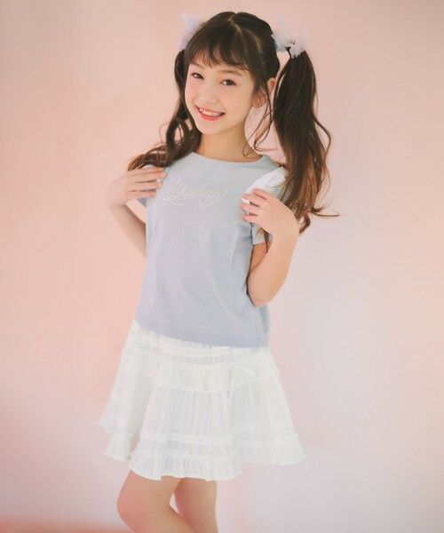 ANY / エニィ カットソー | 【綿100%】肩リボン×ラインストーンロゴ 半袖Tシャツ | 詳細13