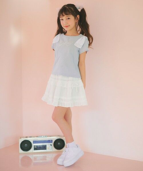 ANY / エニィ カットソー | 【綿100%】肩リボン×ラインストーンロゴ 半袖Tシャツ | 詳細14