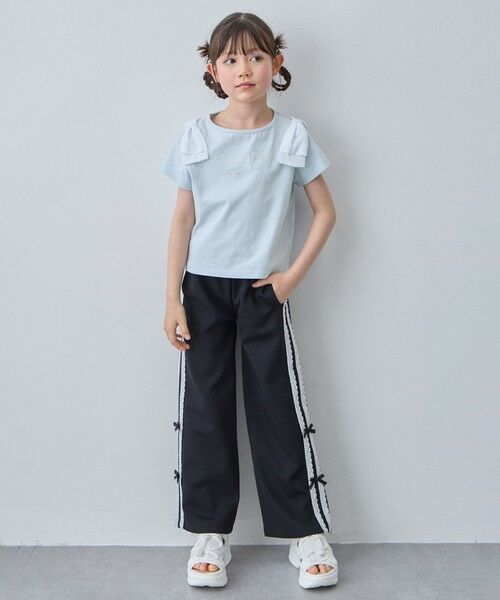 ANY / エニィ カットソー | 【綿100%】肩リボン×ラインストーンロゴ 半袖Tシャツ | 詳細10