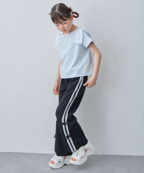 ANY / エニィ カットソー | 【綿100%】肩リボン×ラインストーンロゴ 半袖Tシャツ | 詳細11