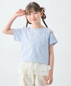 ANY / エニィ カットソー | 【洗濯機可能】肩あき ロゴ刺繍Tシャツ