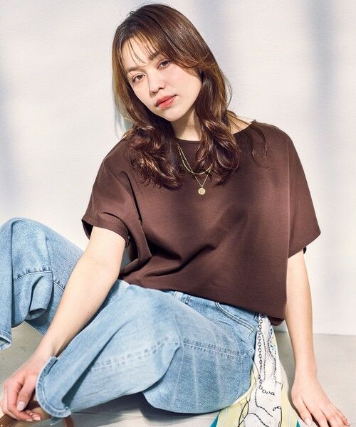 ANY / エニィ カットソー | プレミアムコットンコクーンプルオーバー（ブラウン）