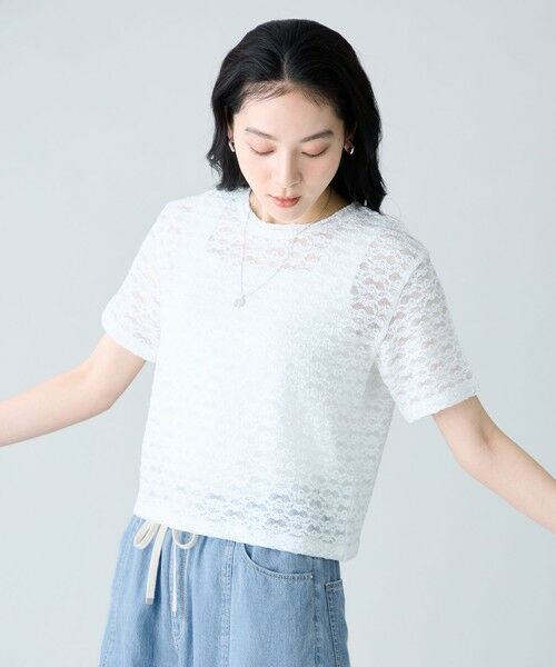 ANY / エニィ カットソー | レースショート丈Tシャツ | 詳細21
