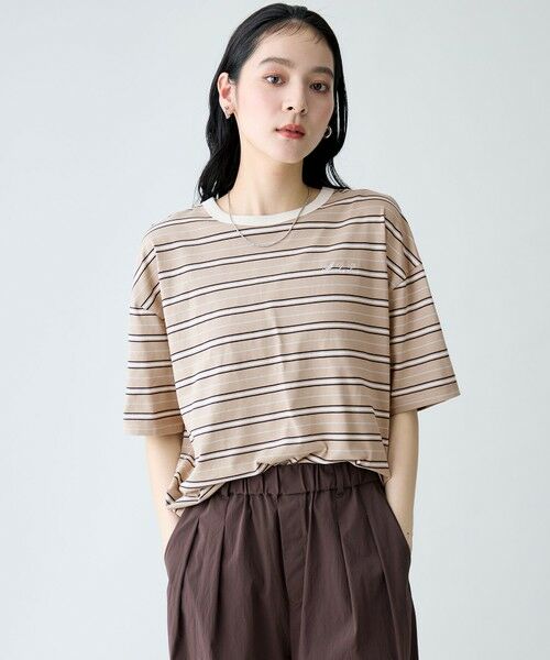 ANY / エニィ カットソー | リンガーTシャツ（ベージュボーダー）