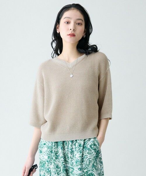 ANY / エニィ ニット・セーター | ラミータッチニットT（サンドベージュ）