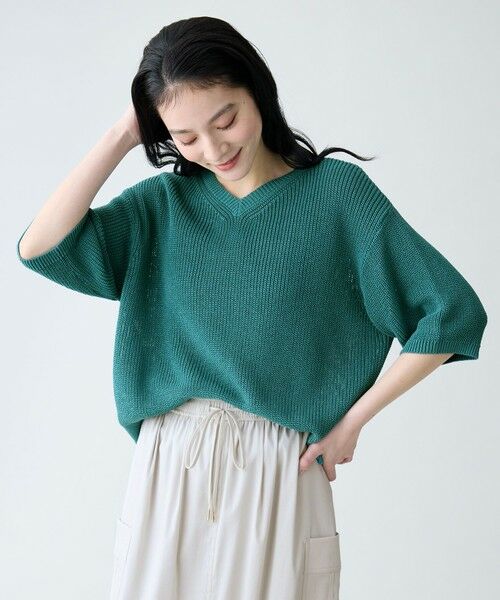 ANY / エニィ ニット・セーター | ラミータッチニットT（ブルーグリーン）