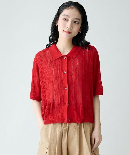 ANY / エニィ カーディガン・ボレロ | レーシーポロカーデ（レッド）