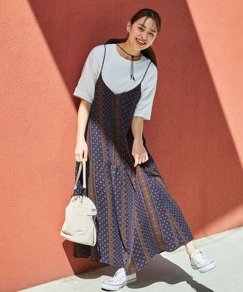 ANY / エニィ ロング・マキシ丈ワンピース | ライトブッチャーキャミワンピース（ネイビー系）