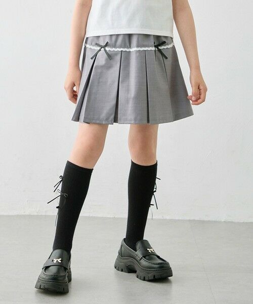 ANY / エニィ ミニ・ひざ丈スカート | 【洗濯機可能】プリーツ ミニスカパン（グレー）