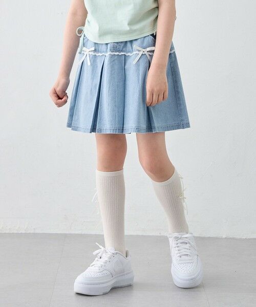 ANY / エニィ ミニ・ひざ丈スカート | 【洗濯機可能】プリーツ ミニスカパン（デニム）