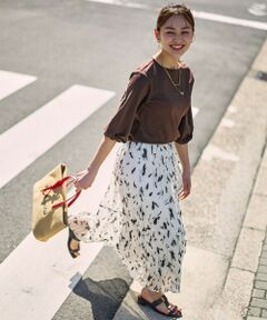 ANY / エニィ ミニ・ひざ丈スカート | アートドットプリントスカート