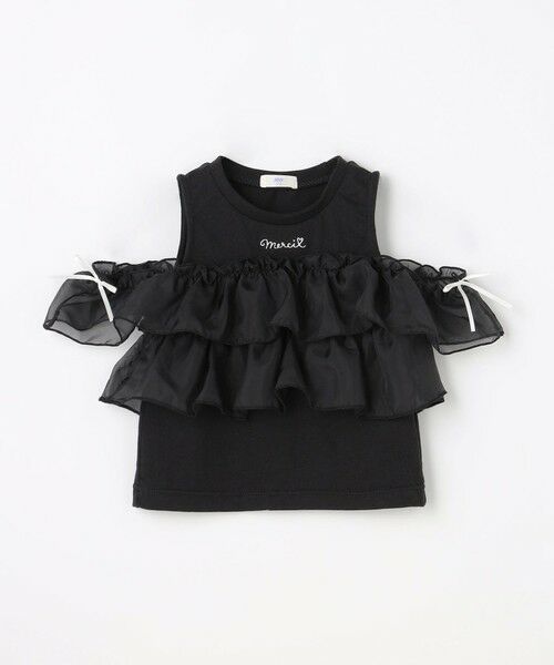 ANY / エニィ カットソー | 3WAY フリルドッキングTシャツ（ブラック）