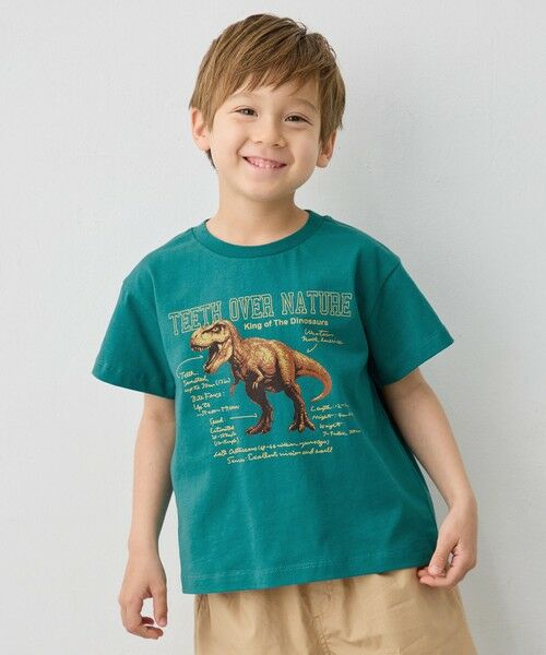 ANY / エニィ カットソー | 【洗濯機可能】恐竜プリント 半袖Tシャツ（グリーン）