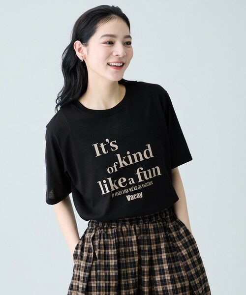 ANY / エニィ カットソー | シアーネップロゴＴシャツ（ブラック）