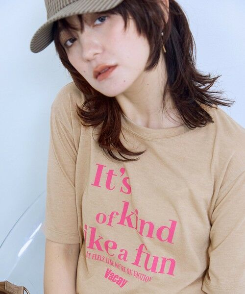 ANY / エニィ カットソー | シアーネップロゴＴシャツ（ベージュ）