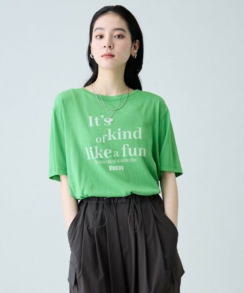 ANY / エニィ カットソー | シアーネップロゴＴシャツ（グリーン）
