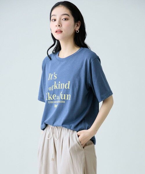 ANY / エニィ カットソー | シアーネップロゴＴシャツ（ブルー）