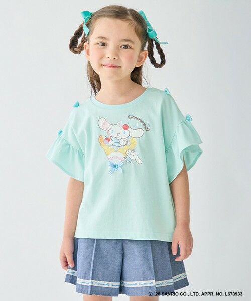 ANY / エニィ カットソー | 【サンリオキャラクターズ×ANY KIDS】ひんやり ファンシーフリル袖Tシャツ（シナモロール×ミント）