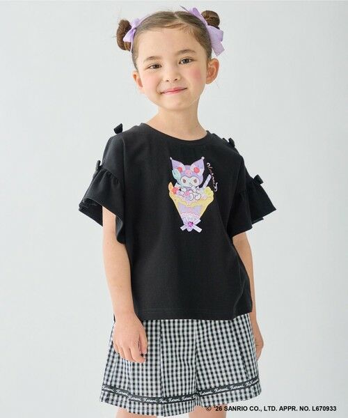 ANY / エニィ カットソー | 【サンリオキャラクターズ×ANY KIDS】ひんやり ファンシーフリル袖Tシャツ（クロミ×ブラック）