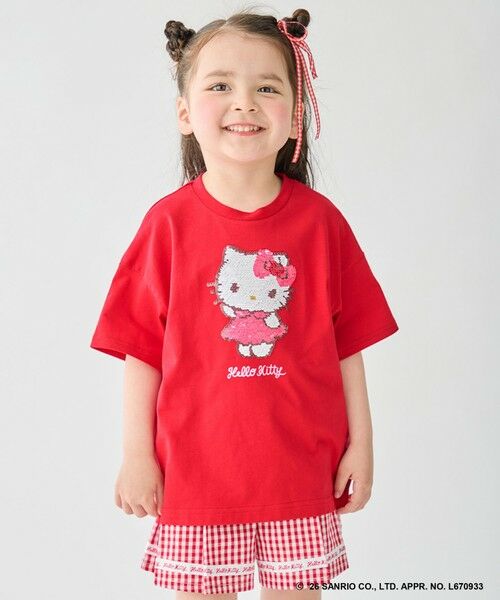 ANY / エニィ カットソー | 【サンリオキャラクターズ×ANY KIDS】ひんやり ミラクルスパンコール Tシャツ（ハローキティ×レッド）