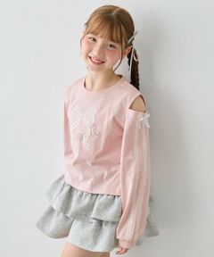 ANY / エニィ カットソー | 肩開きライン入り リボン長袖Tシャツ