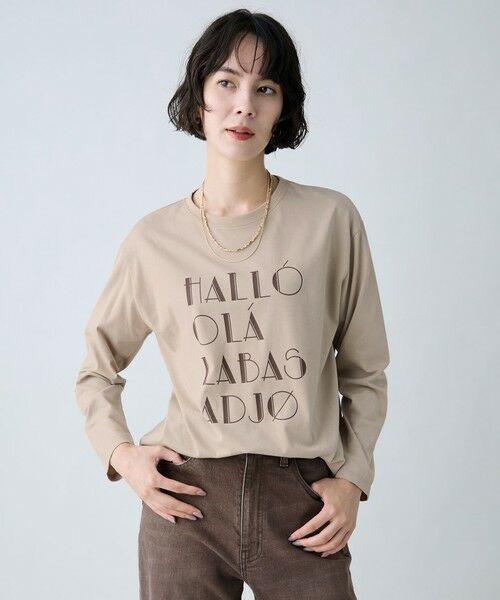 ANY / エニィ カットソー | ロングスリーブロゴＴシャツ（ベージュ）
