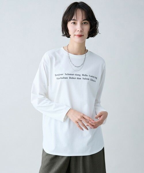 ANY / エニィ カットソー | ロングスリーブロゴＴシャツ（オフ）