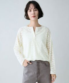 ANY / エニィ カットソー | ヘンリーネックレースプルオーバー