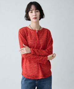 ANY / エニィ カットソー | ヘンリーネックレースプルオーバー
