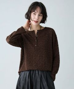 ANY / エニィ カットソー | ヘンリーネックレースプルオーバー