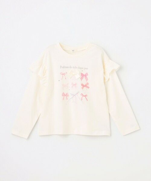ANY / エニィ カットソー | 【綿100％】肩フリル ガーリープリント 長袖Tシャツ | 詳細3