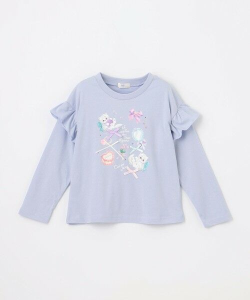 ANY / エニィ カットソー | 【綿100％】肩フリル ガーリープリント 長袖Tシャツ | 詳細21