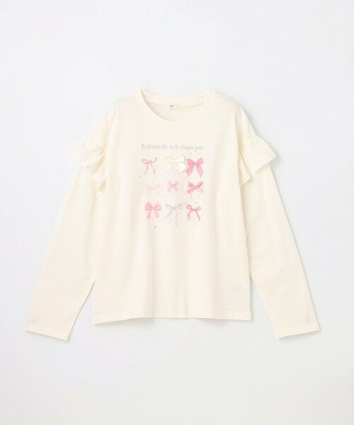 ANY / エニィ カットソー | 【綿100％】肩フリル ガーリープリント 長袖Tシャツ | 詳細3
