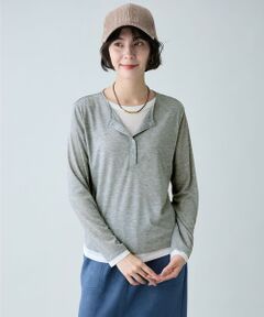 ANY / エニィ カットソー | フェイクレイヤードヘンリーネックプルオーバー