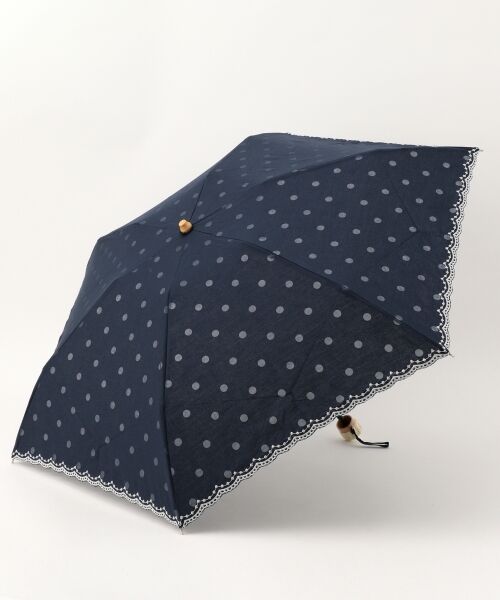【晴雨兼用＆UVカット】オパールドット刺繍 アンブレラ（折畳）
