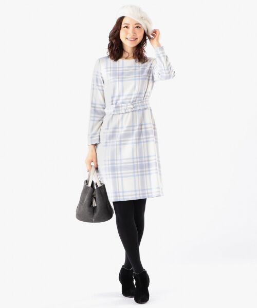 セール サッシュベルト付 洗える ウィンターチェックサック ワンピース ミニ丈 ひざ丈ワンピース Any Sis エニィスィス ファッション通販 タカシマヤファッションスクエア