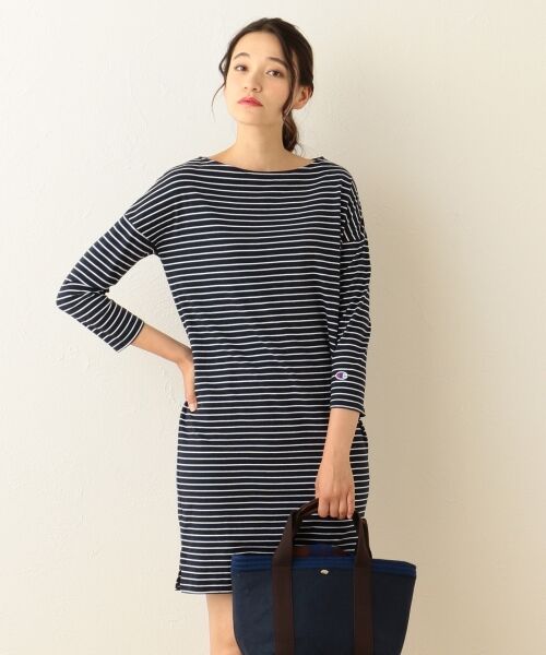 セール L Aube Championボードネック ワンピース ミニ丈 ひざ丈ワンピース Any Sis エニィスィス ファッション通販 タカシマヤファッションスクエア