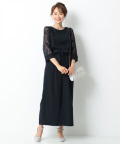 【2SET・洗える】レーシーワイドパンツ セットアップ