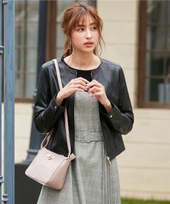 ANY SIS / エニィスィス ノーカラージャケット | 【本革】ノーカラーラムレザー ジャケット